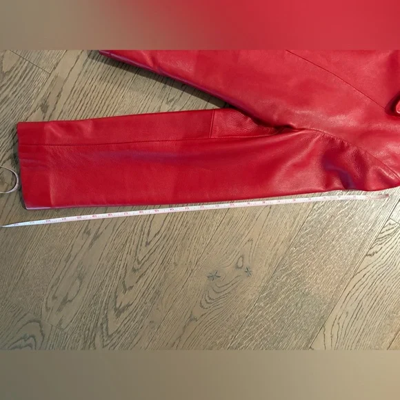 Red Leather Zip-up Jacket - Picture 12 of 12